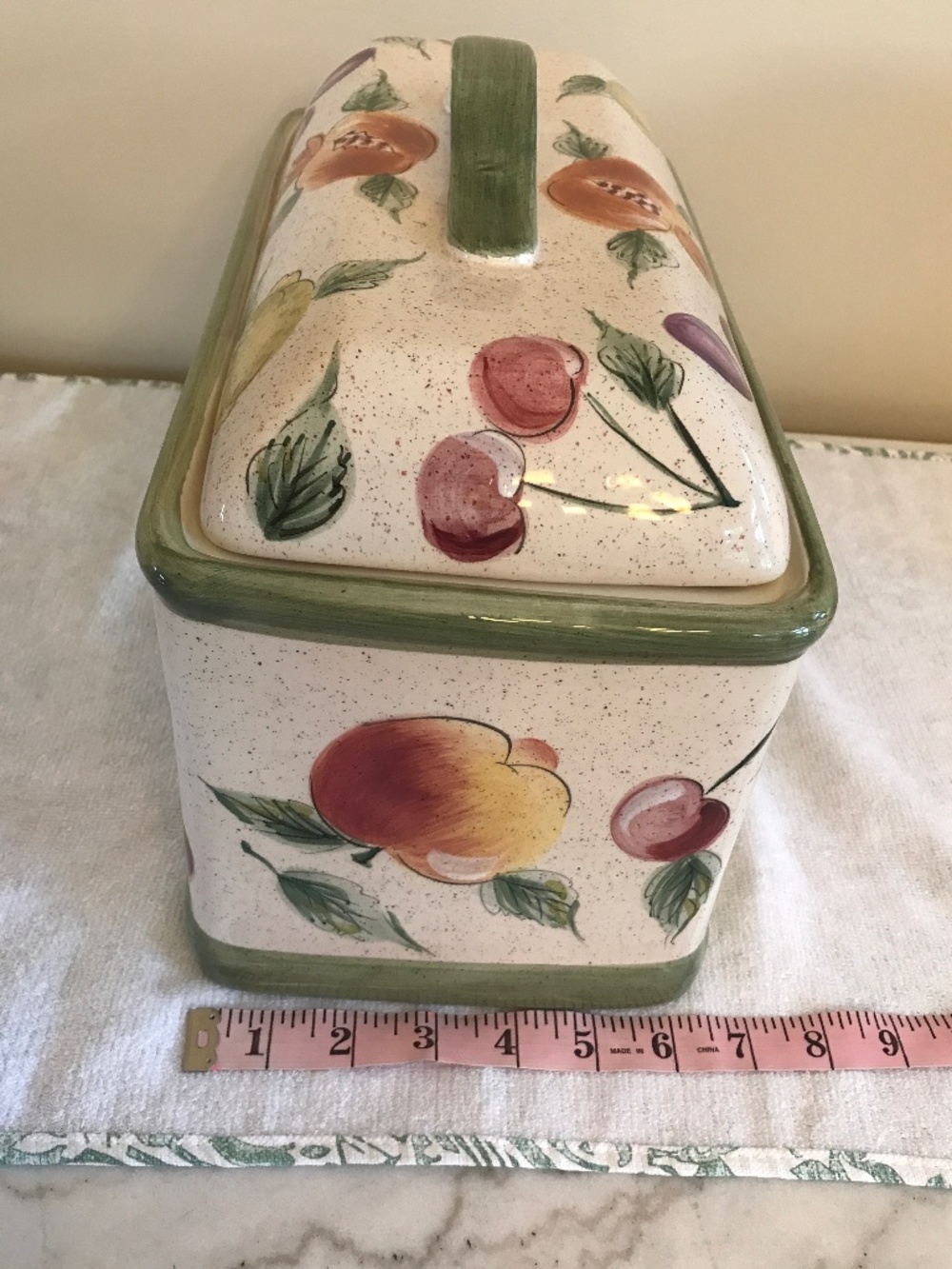 GRANDMACORE 🔥 TUSCAN COUNTRY COZY VINTAGE KITCHEN FRUIT CERAMIC BREAD BOX - Picture 4 of 14